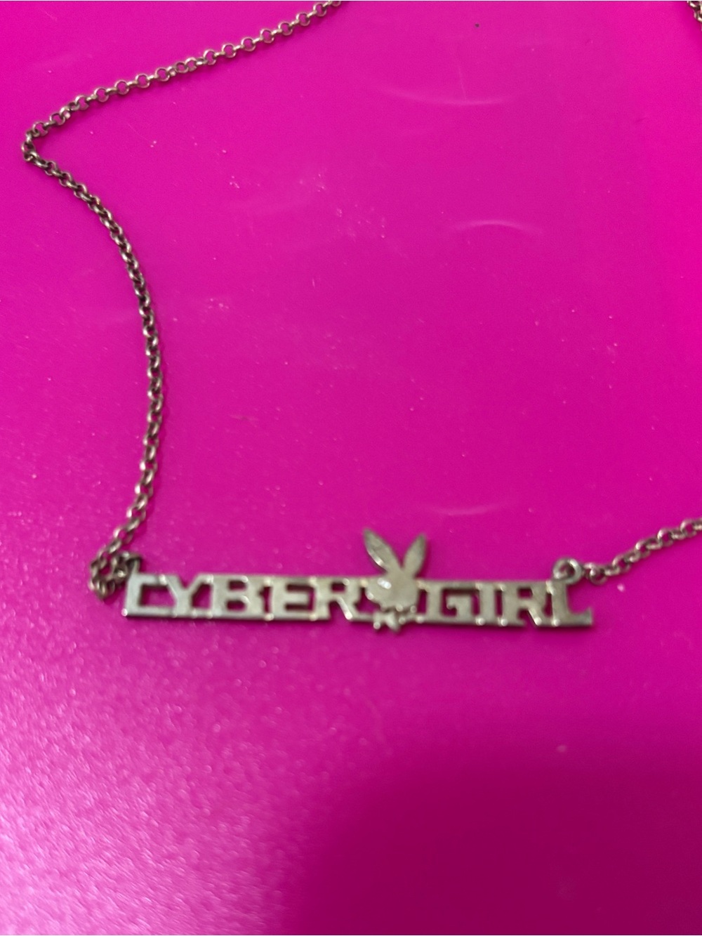 Playboy Cyber Girl 925 Silver Pendant Necklace y2k vintage authentic rare